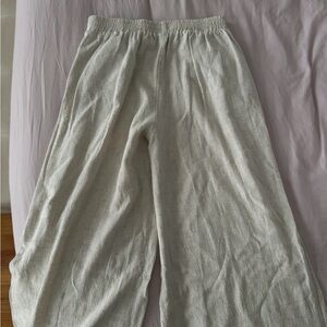 Cream Wide-Leg Linen Pants